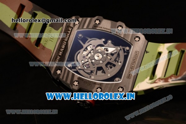 Richard Mille RM35-02 Japanese Miyota 9015 Automatic Carbon Fiber Case Skeleton Dial With Dots Markers Camouflage Rubber Strap - 1:1 Original(KV) - Click Image to Close